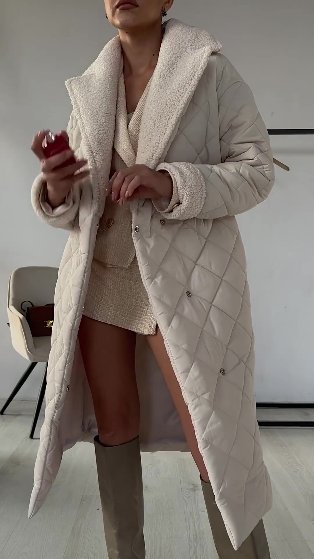 Designer plush cotton coat