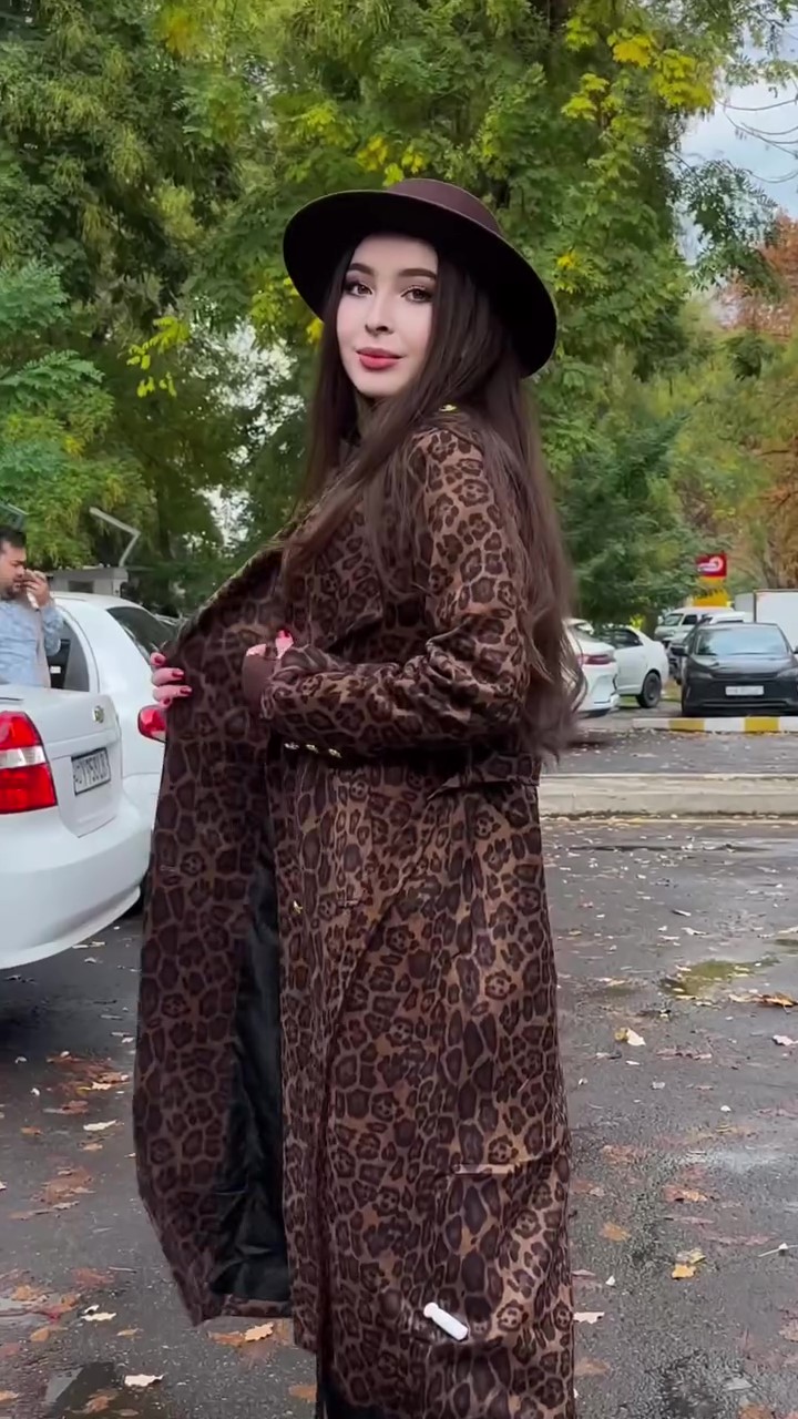 Designer leopard print long coat