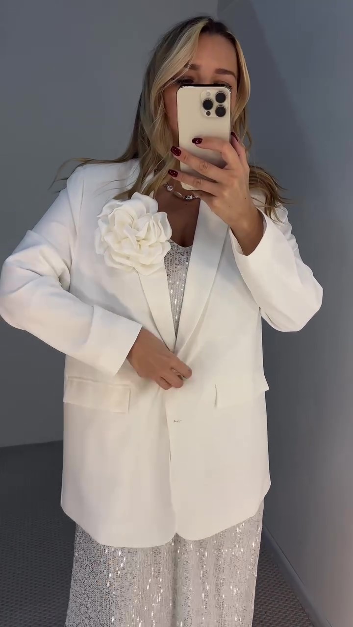 Designer chic suit + chic sequined dress