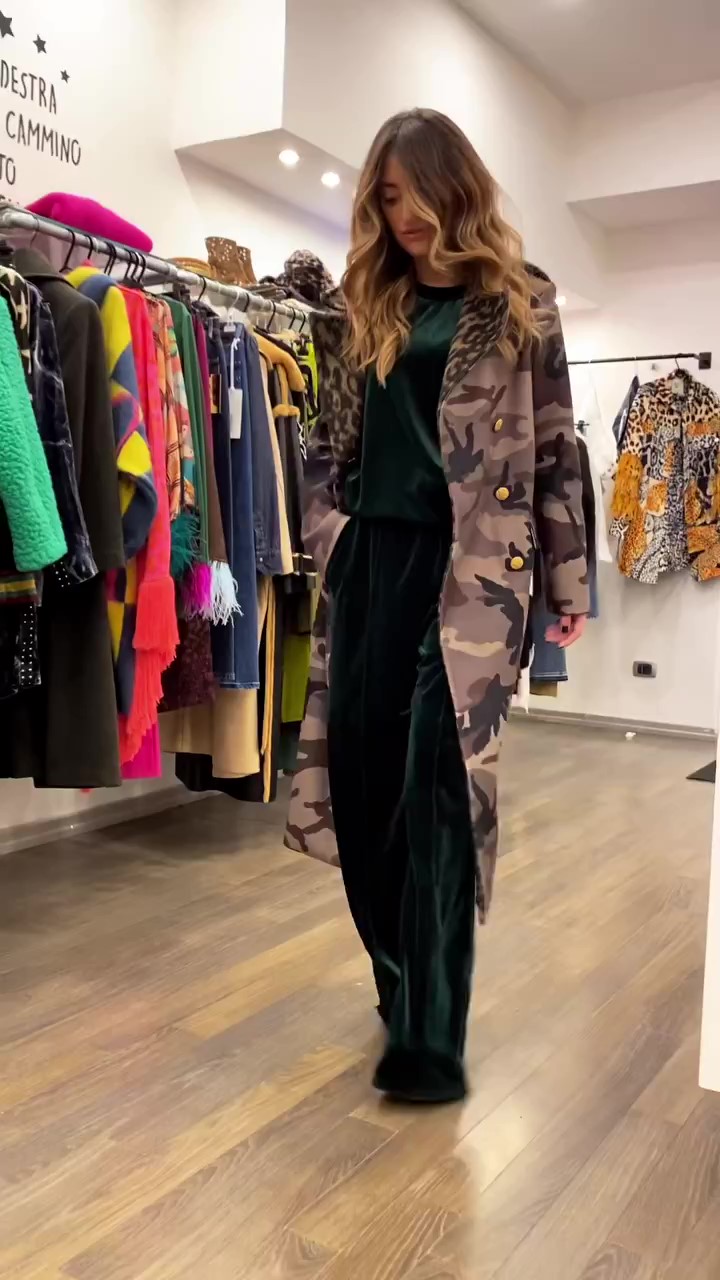 Designer camouflage leopard coat