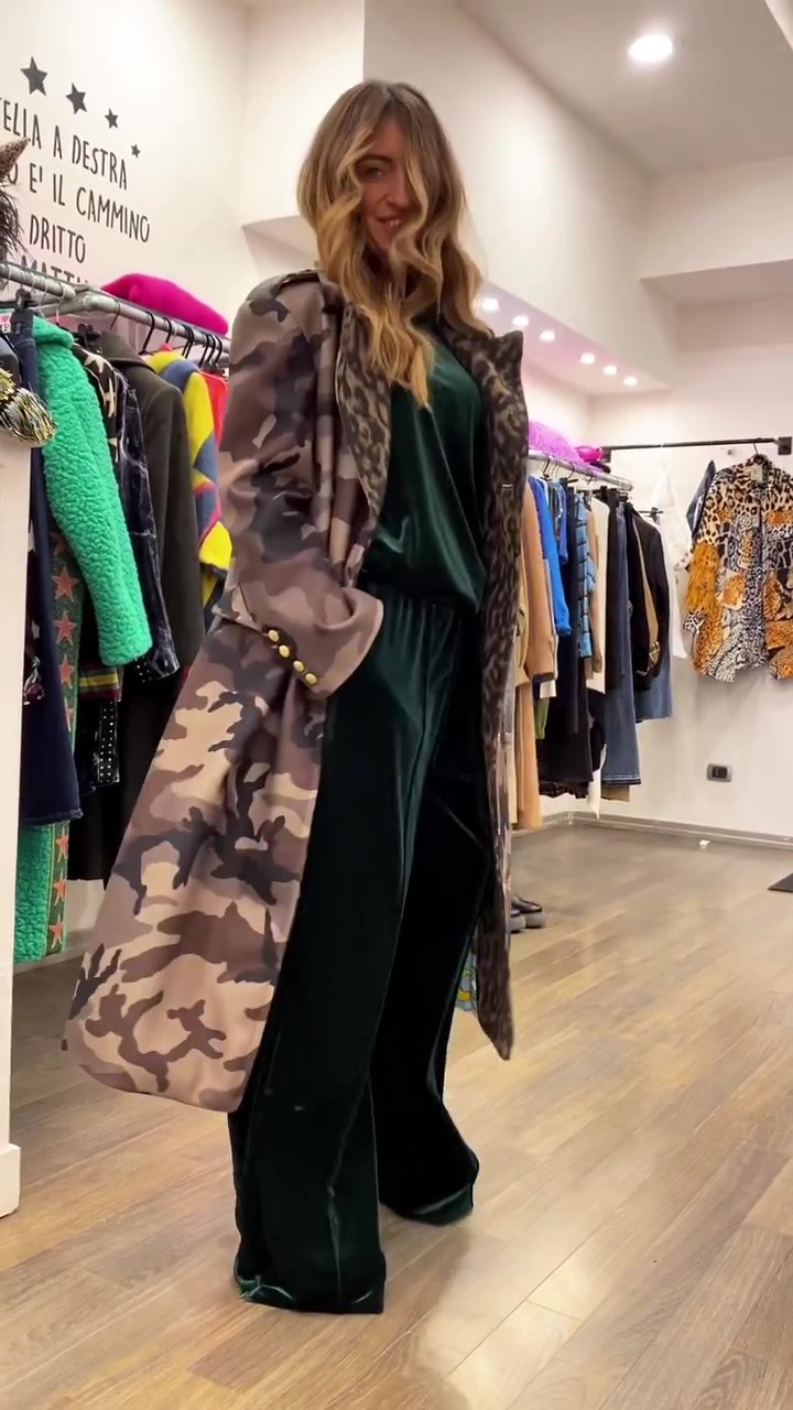 Designer camouflage leopard coat