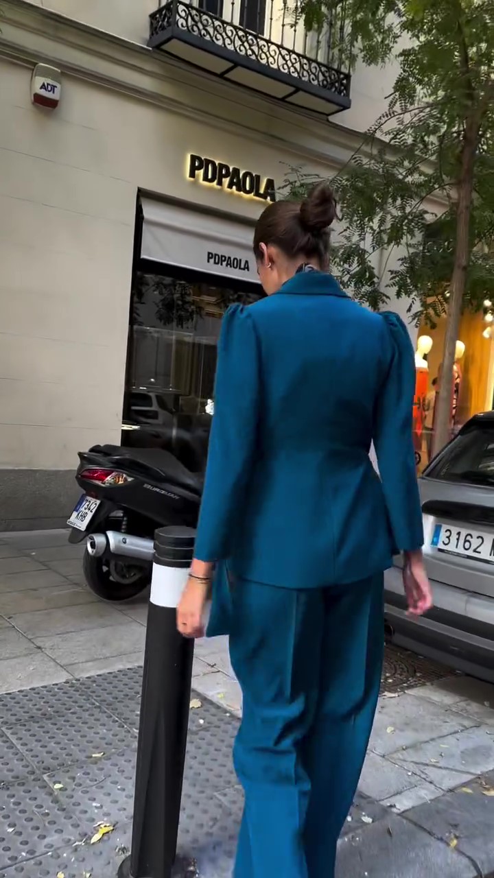 Designer peacock blue two piece suit