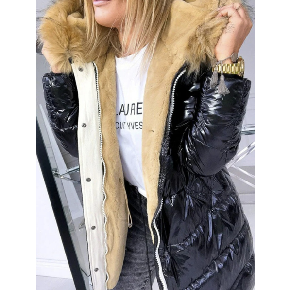 Elodie - Glänzender Und Stilvoller Kunstpelzmantel Für Damen-Massicos