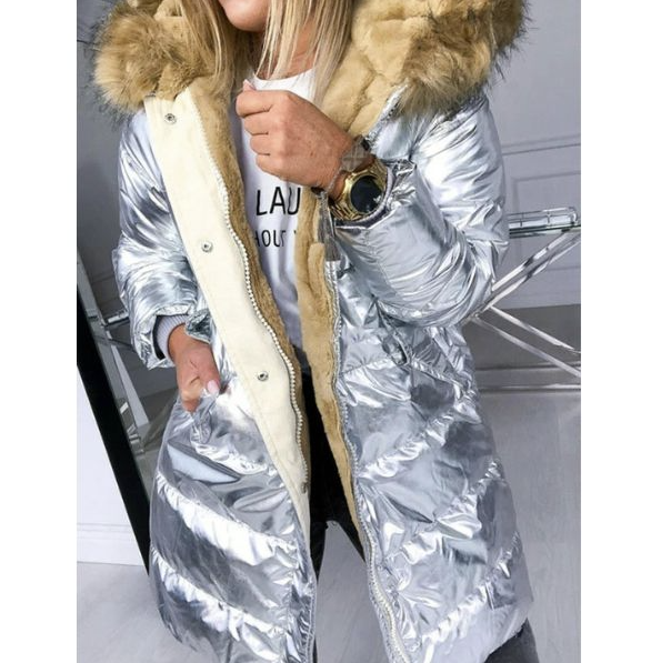 Elodie - Glänzender Und Stilvoller Kunstpelzmantel Für Damen-Massicos