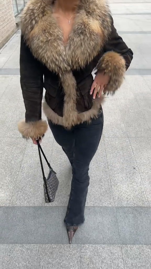 Brown Fur Collar Coat