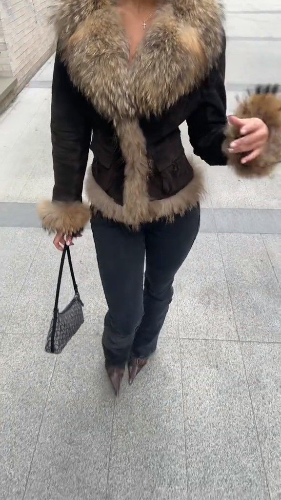 Brown Fur Collar Coat