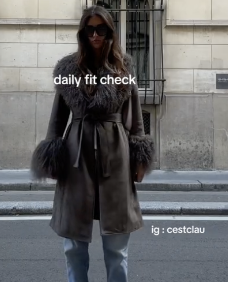 Oversized Fur Collar Sweater Coat