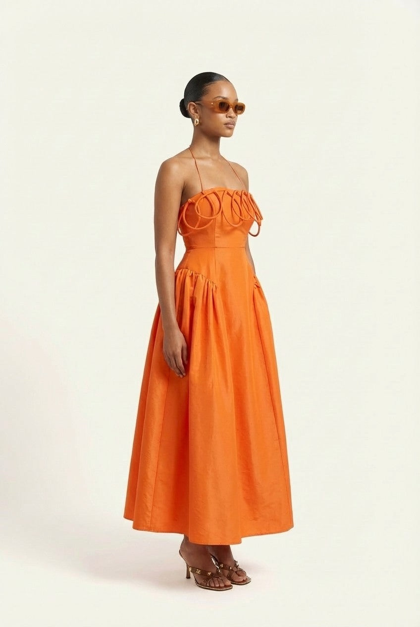 Valora Sculptural Halter Midi Dress