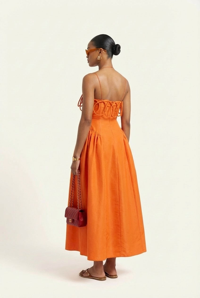 Valora Sculptural Halter Midi Dress