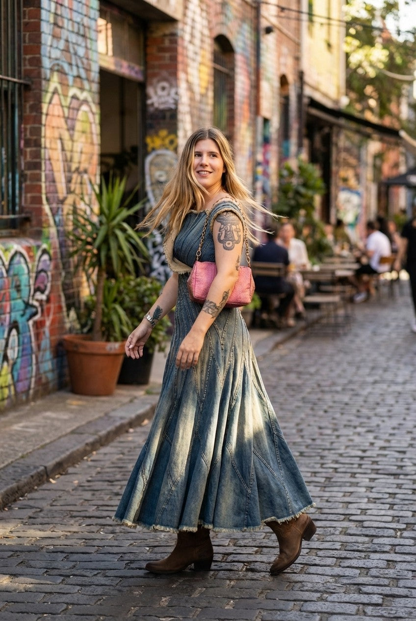 Indigo Sculpted Denim Dress