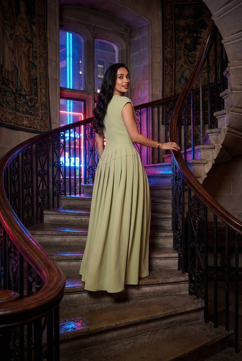 Sage Poise Evening Dress