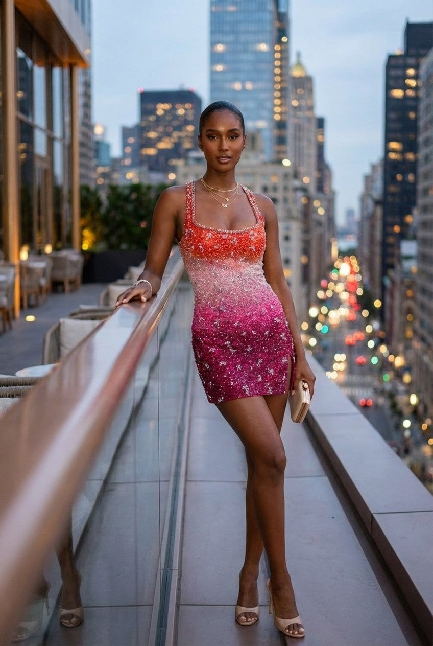 Luminara Ombre Sequin Mini Dress