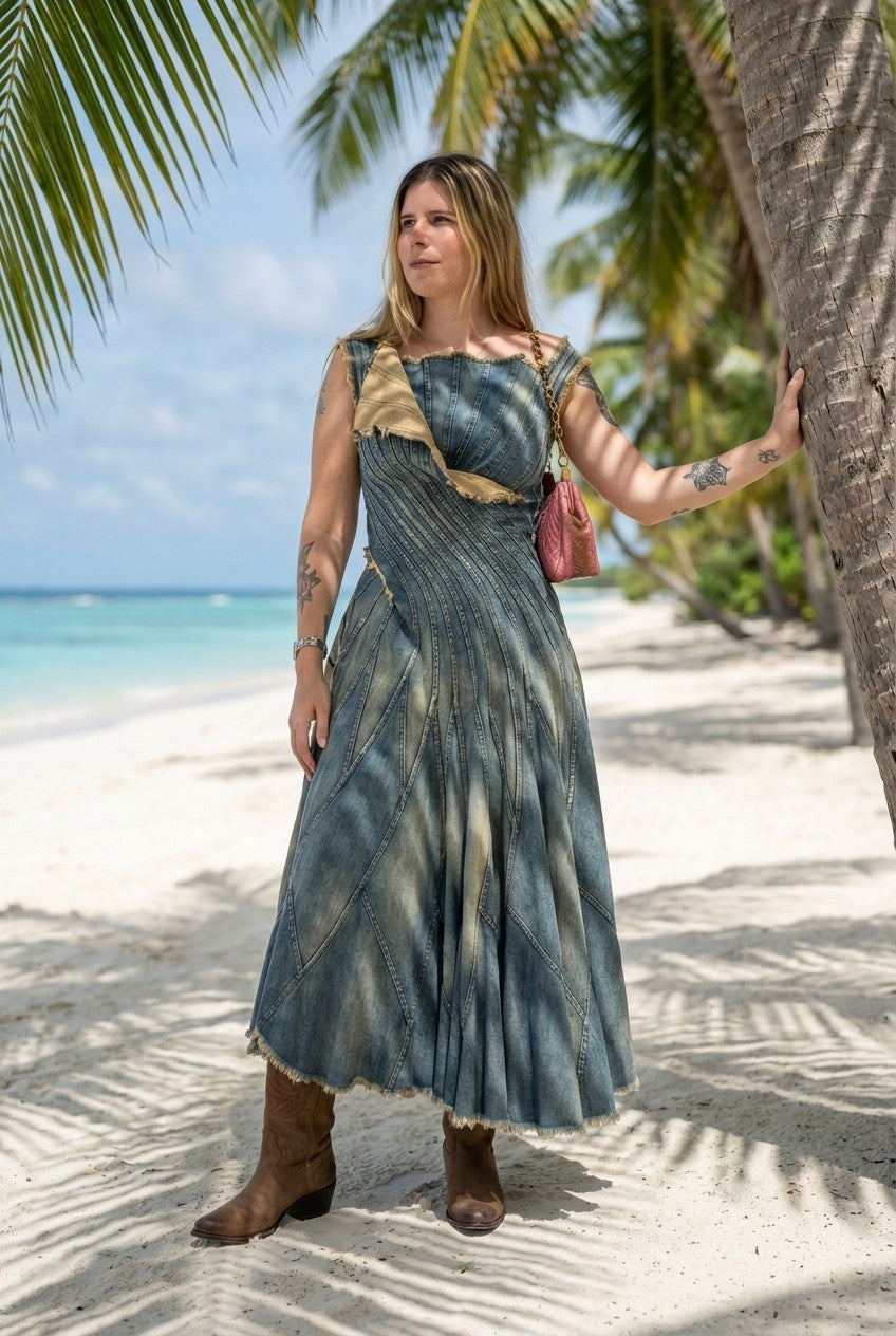 Indigo Sculpted Denim Dress