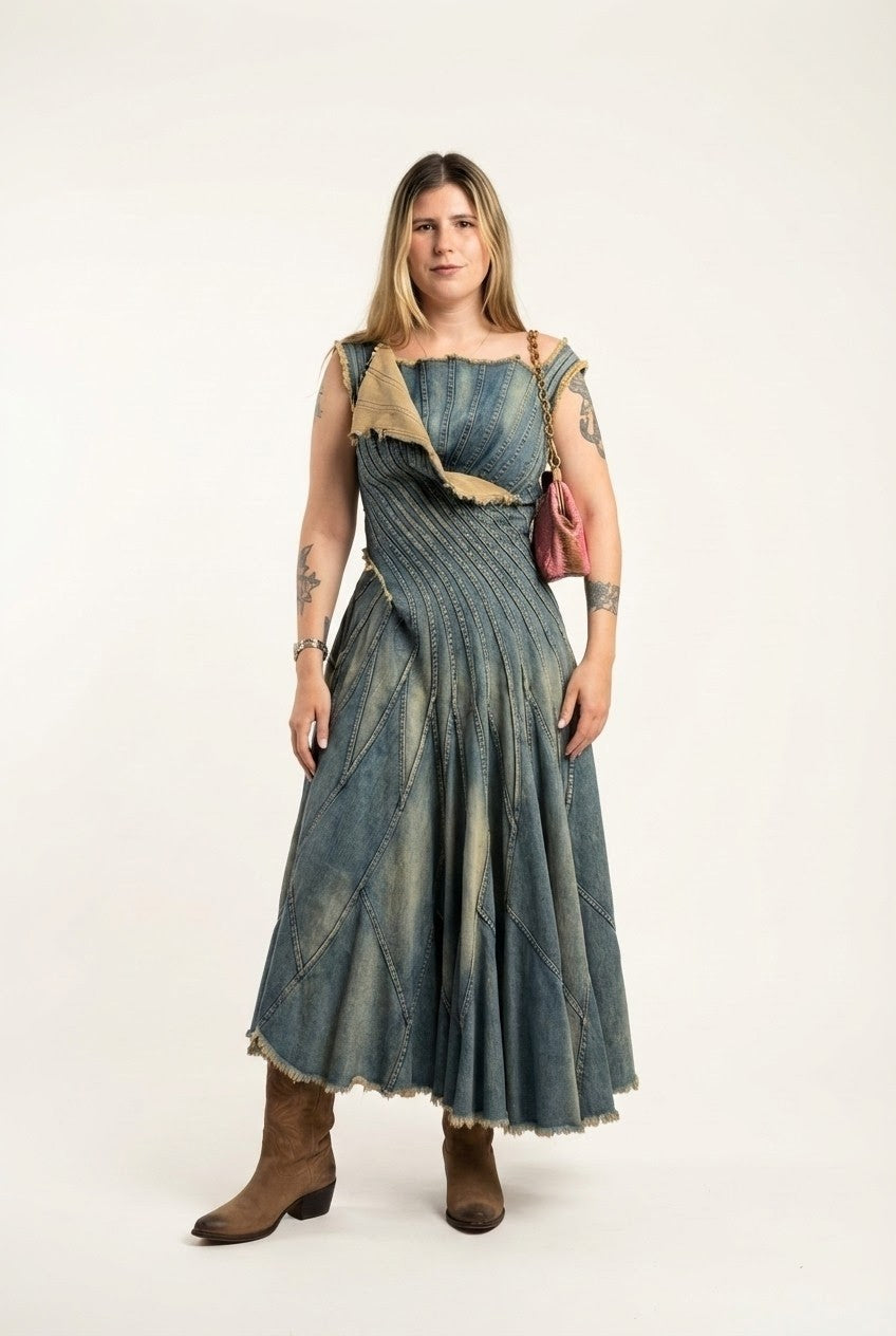 Indigo Sculpted Denim Dress