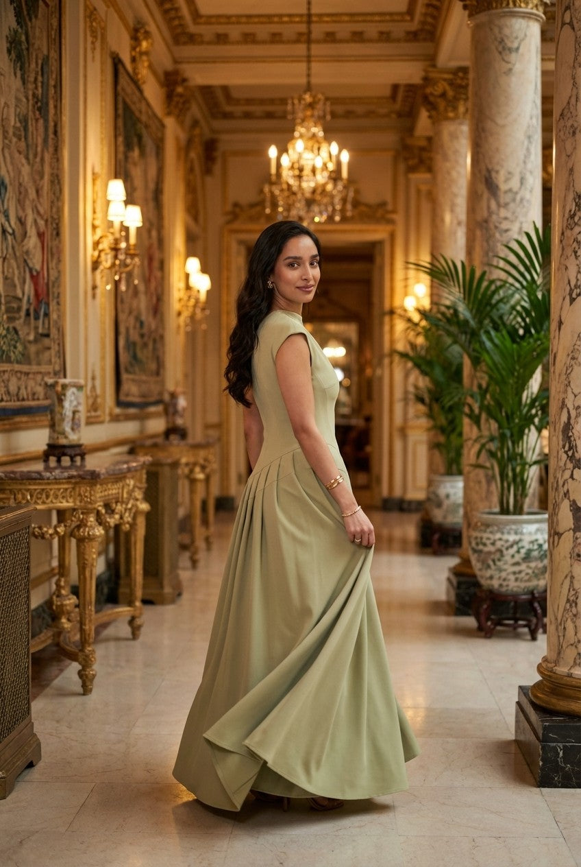 Sage Poise Evening Dress