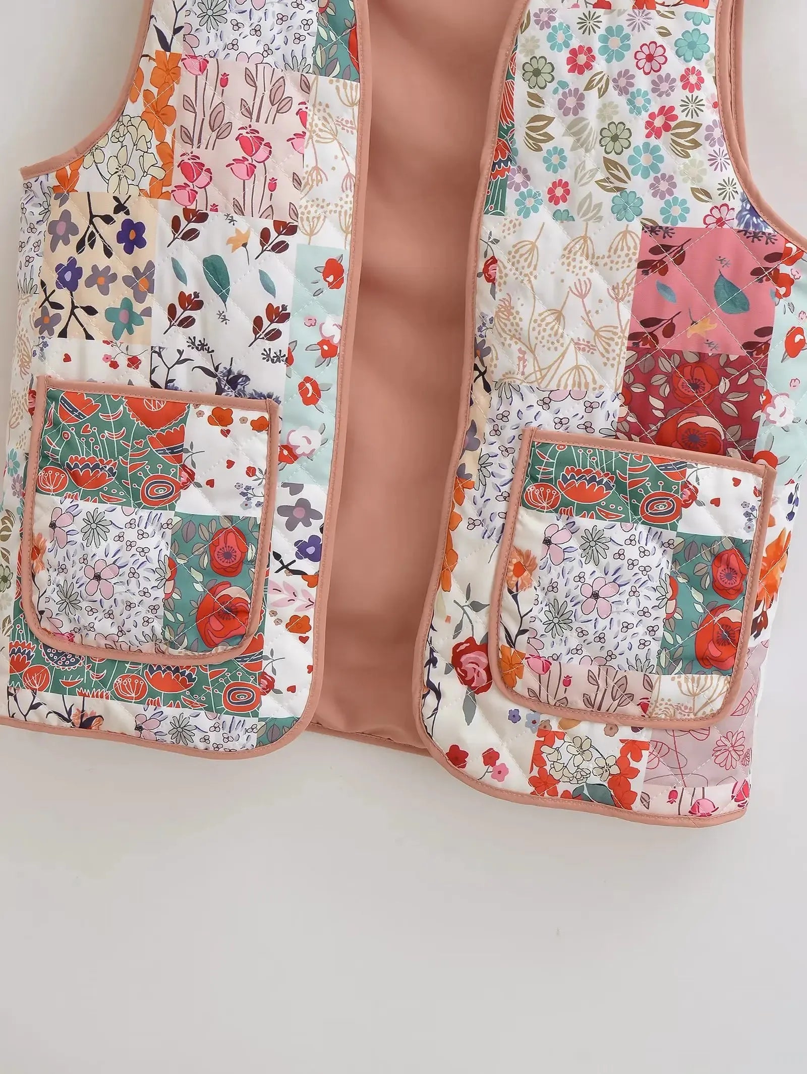 Patchwork Flower Print Waistcoat-Massicos