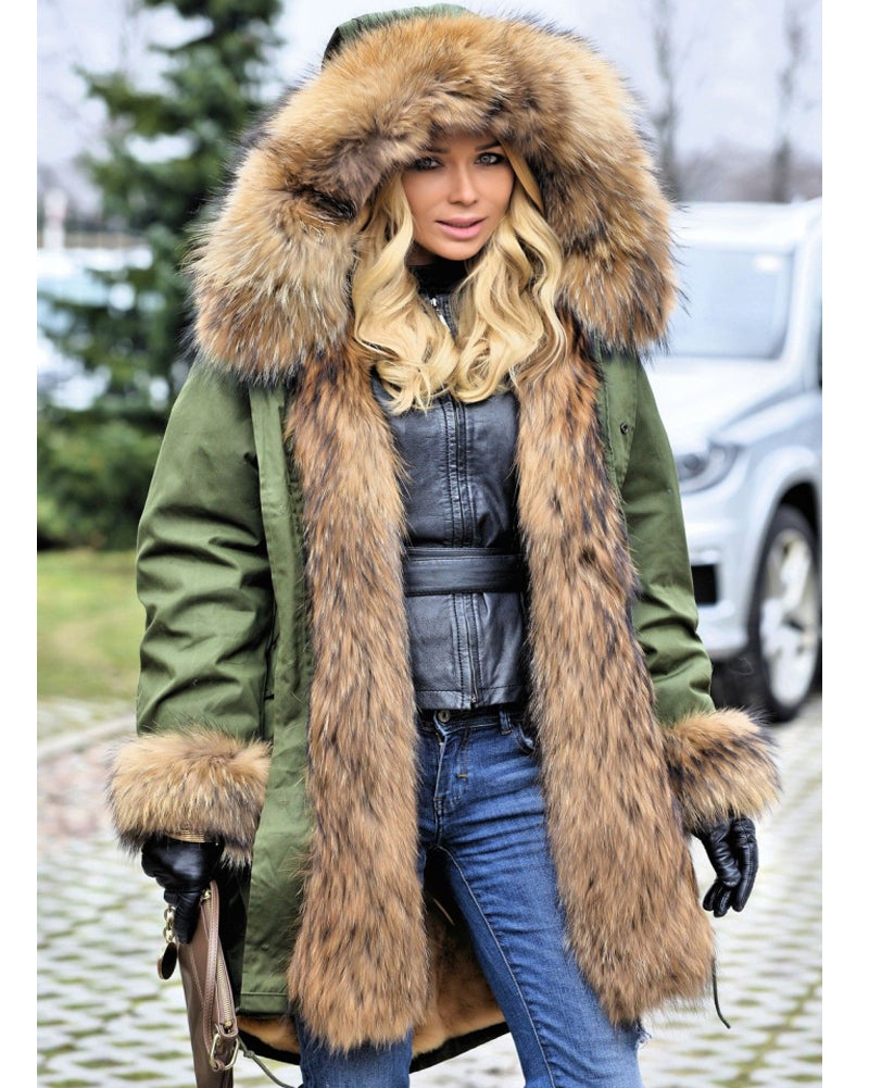 Trafni Womens Hooded Faux Fur Lined Warm Coats Parkas Anoraks Outwear Winter Long Jackets-Massicos