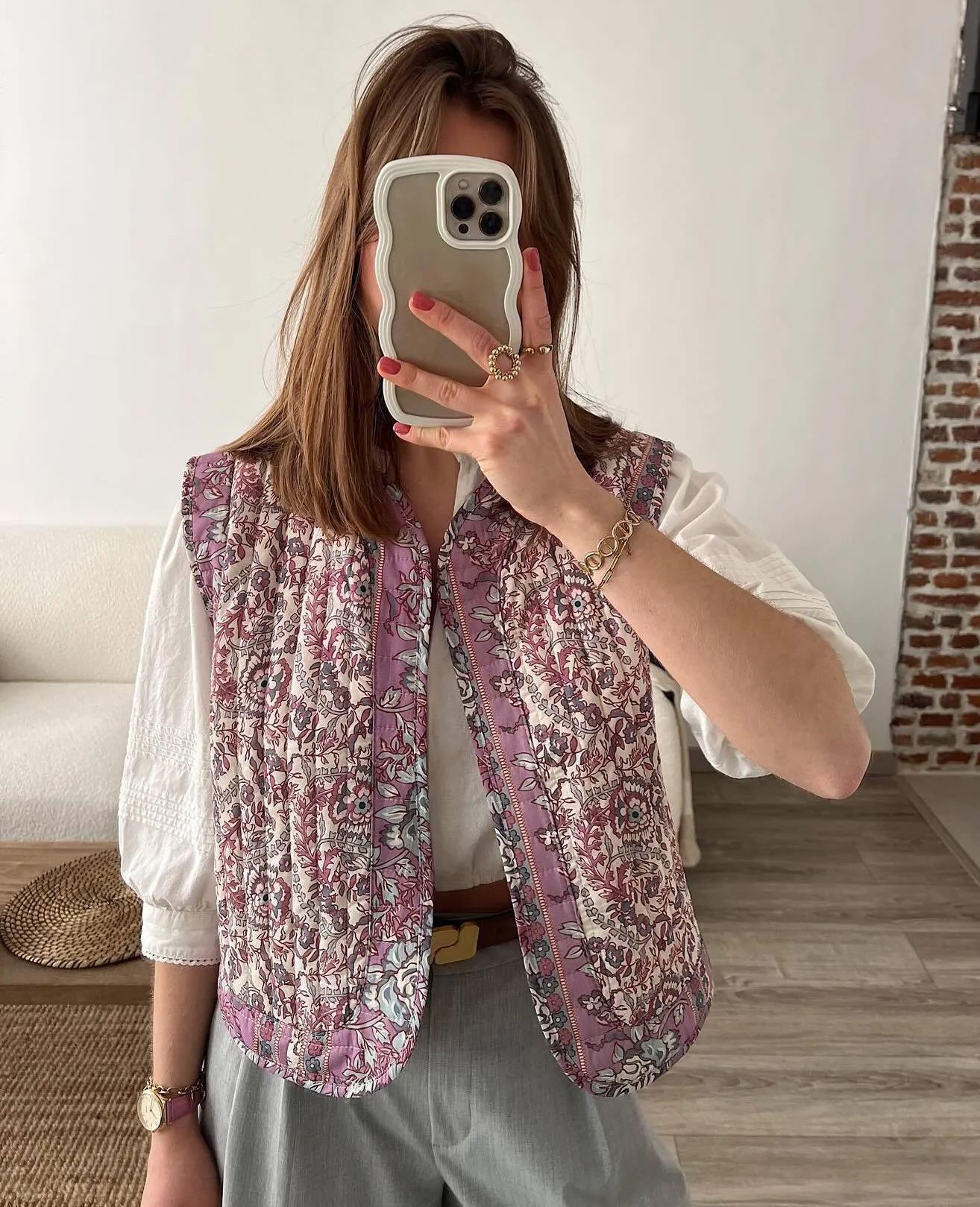 Ethnic Printed Quilted Waistcoat-Massicos