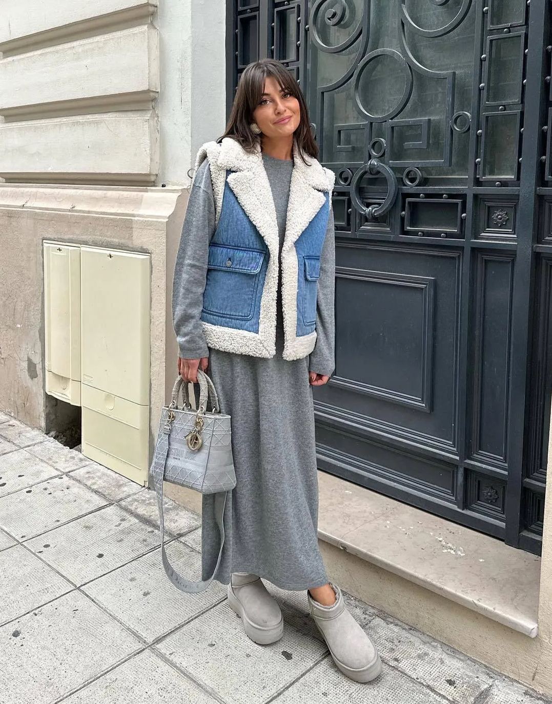 Denim Imitation Wool Waistcoat-Massicos