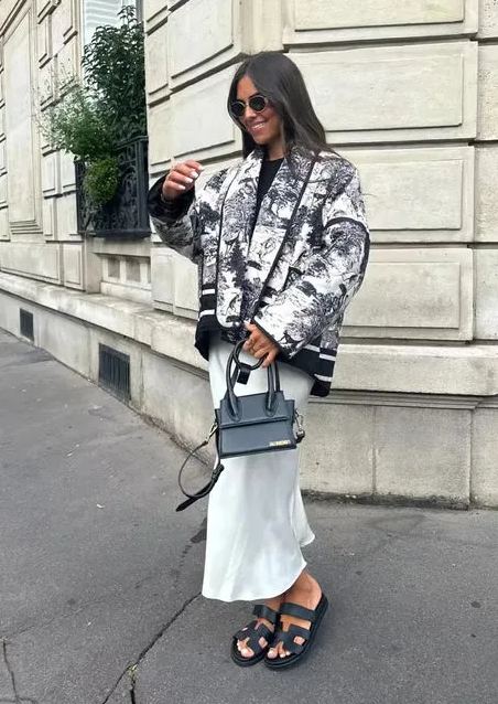 Vintage Ink Painting Print Quilted Oversized Jacket-CALLISTARI