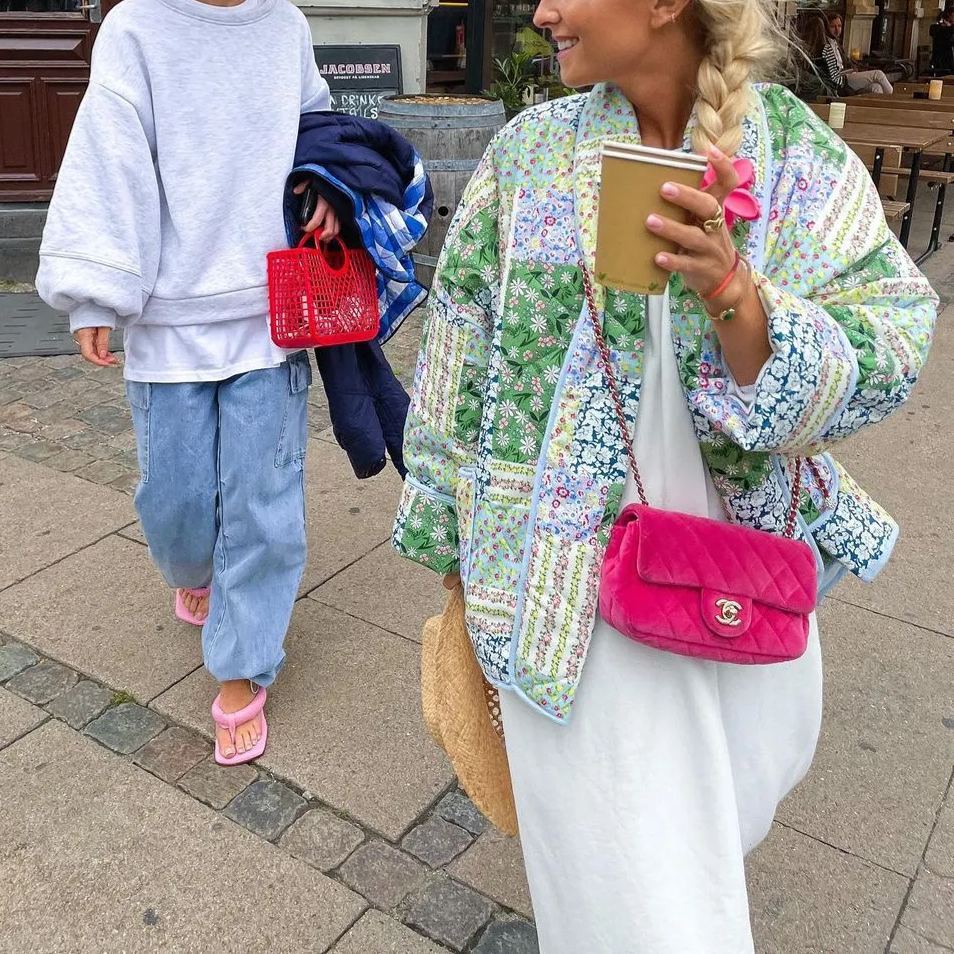 Yellow-Green Floral Patterned Patchwork Printed Jacket-CALLISTARI