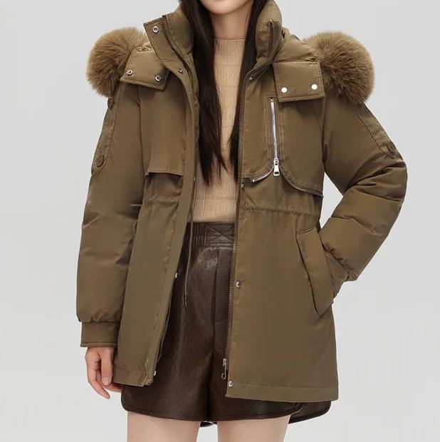Drawstring waist fur jacket-Massicos