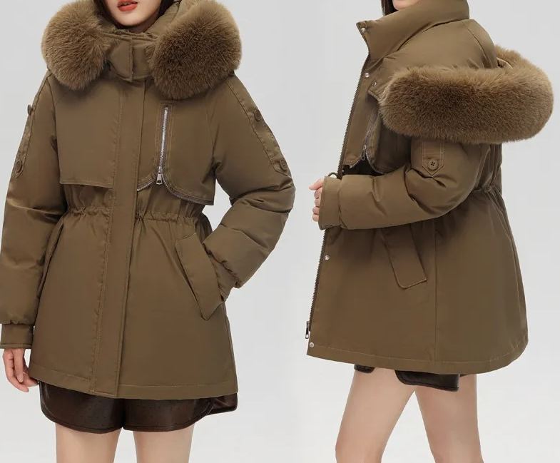 Drawstring waist fur jacket-Massicos