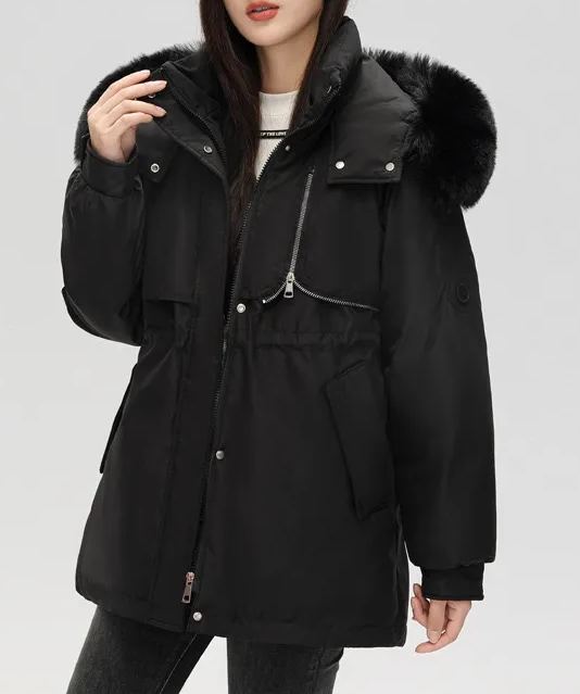 Drawstring waist fur jacket-Massicos