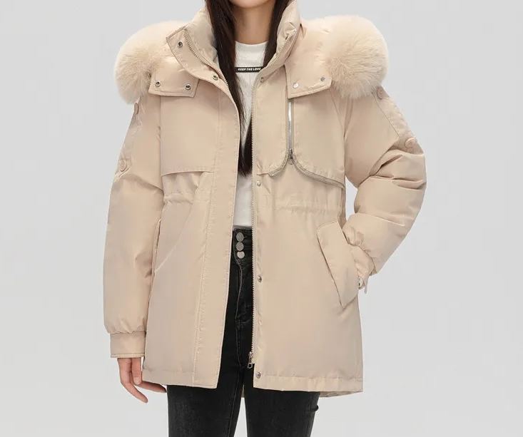 Drawstring waist fur jacket-Massicos