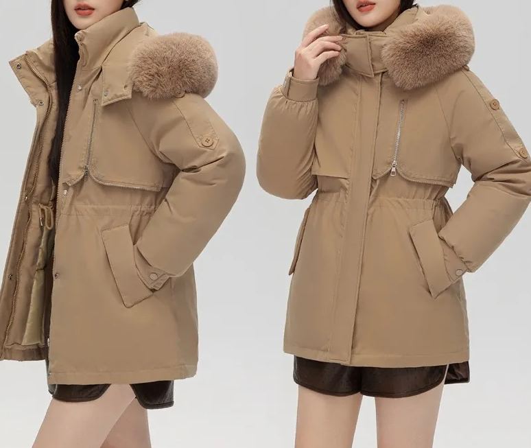 Drawstring waist fur jacket-Massicos