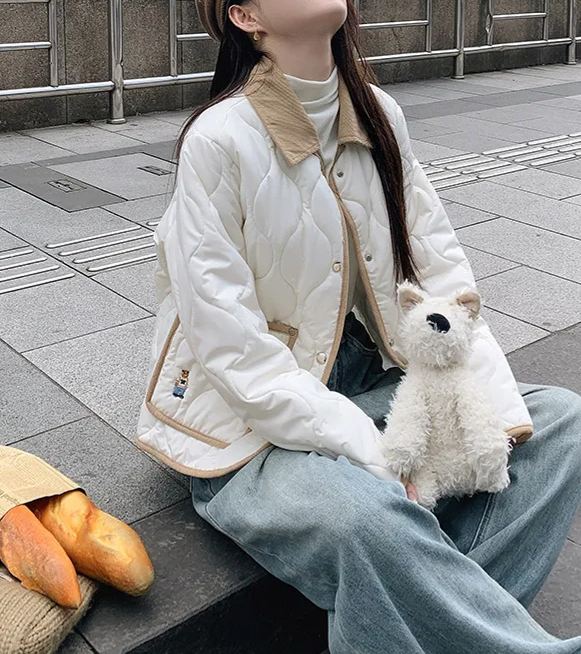 Designer down embroidered jacket