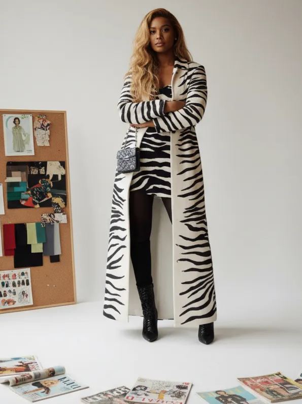 Zebra-print velvet set