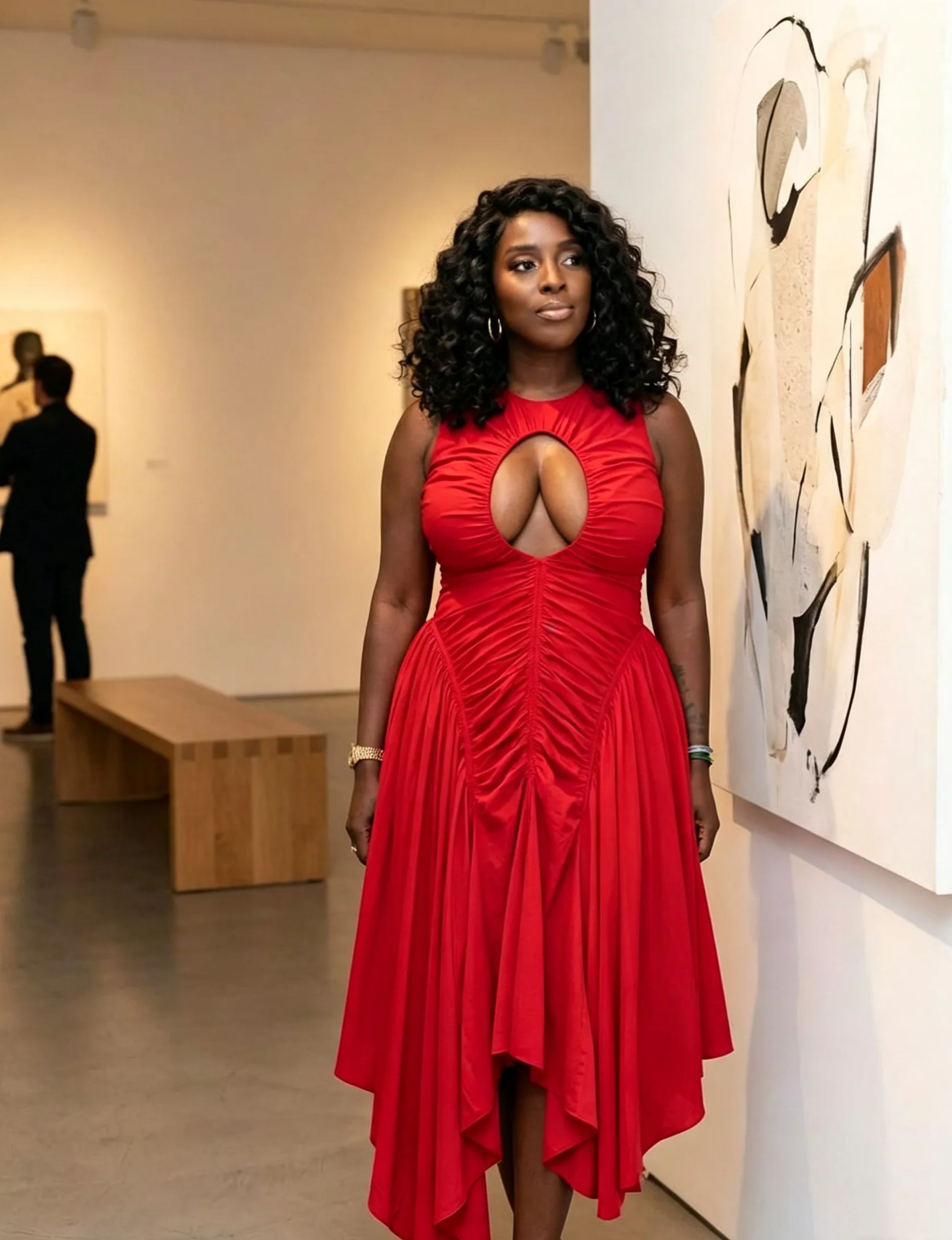 Red Muse Wedding Guest Ruched Midi Dress