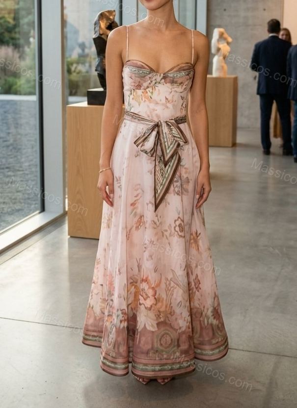 Light Pink Floral Maxi Dress, alternate use-case lifestyle view, by massicos
