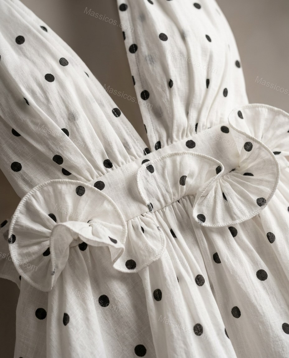 Ivory Romantic Polka Dot Mini Dress by Massicos