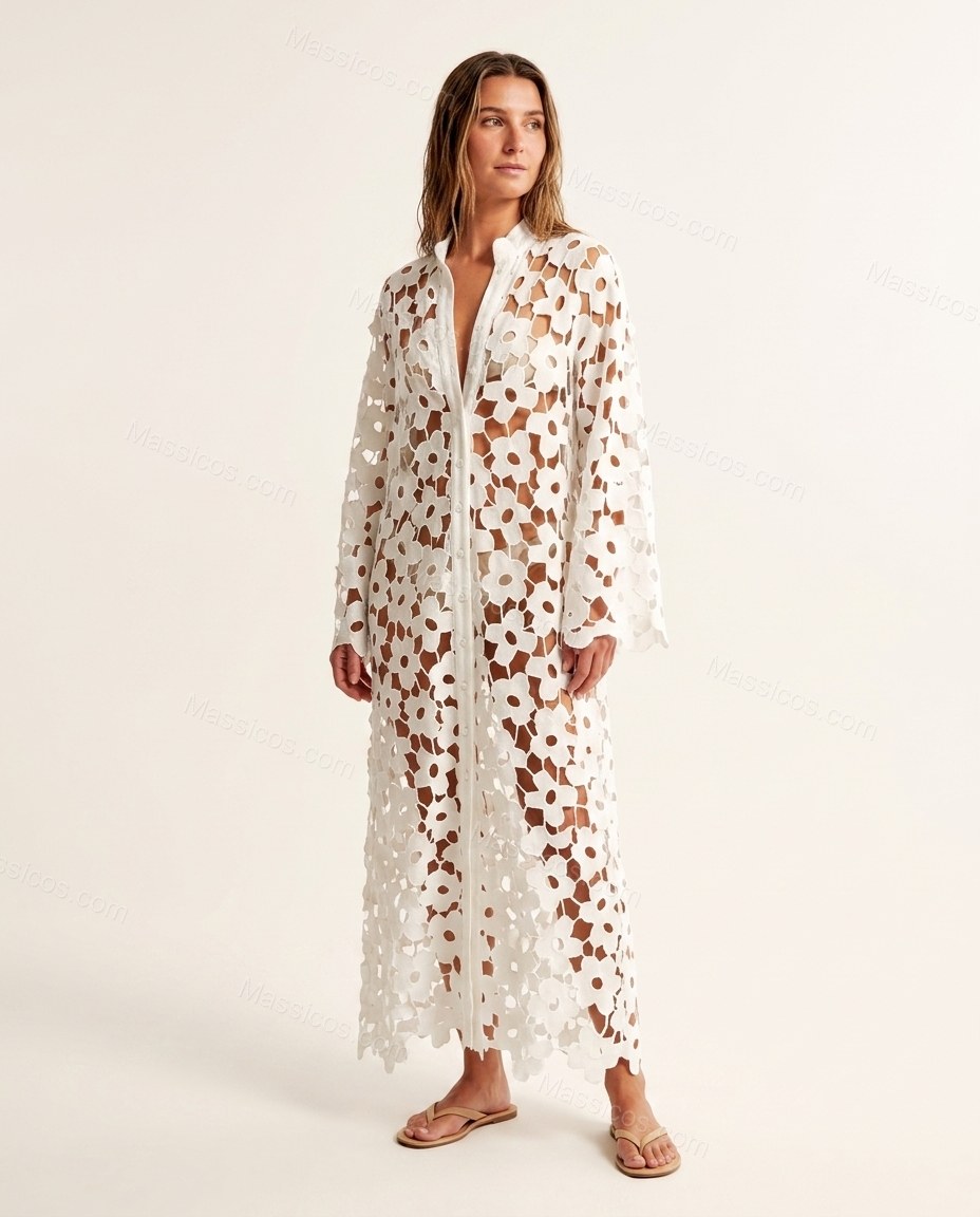 Ivory Poise Wedding Guest Eyelet Maxi Dress Ivory Maxi Dress with Relaxed Fit silhouette and Textured texture, clean studio product view for Wedding Guest, Weekend in The Hamptons, Summer current summer selling: vacation, resort dinner, wedding guest, fes by Massicos