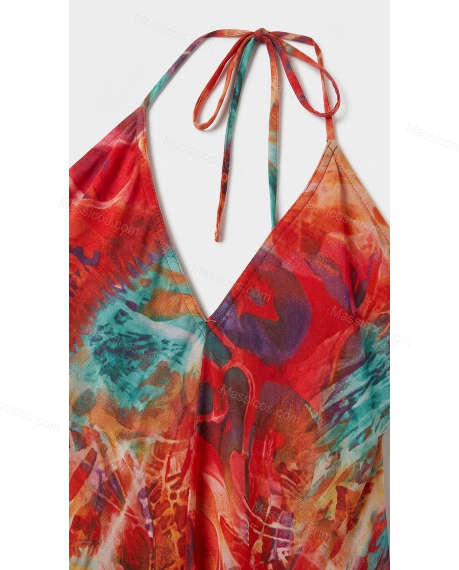 Orange Aura Wedding Guest Abstract Print Maxi Dress Orange Maxi Dress with Relaxed Fit silhouette and Textured texture, additional styling view for Wedding Guest, Sunset in Malibu, Summer current summer selling: vacation, resort dinner, wedding guest, fes by Massicos