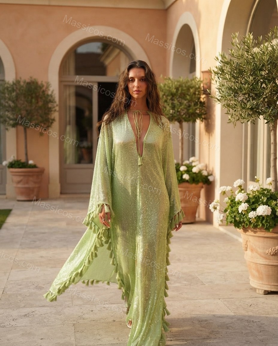 Lime Green Bloom Vacation Edit Printed Maxi Dress Lime Green Maxi Dress with Relaxed Fit silhouette and Textured texture, fabric and construction detail for Pre-Fall, an office-to-dinner transition, Fall current summer selling first with a light late-summ by Massicos
