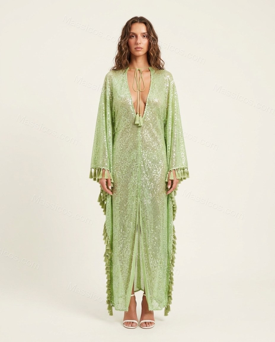 Lime Green Bloom Vacation Edit Printed Maxi Dress Lime Green Maxi Dress with Relaxed Fit silhouette and Textured texture, clean studio product view for Pre-Fall, an office-to-dinner transition, Fall current summer selling first with a light late-summer/pr by Massicos