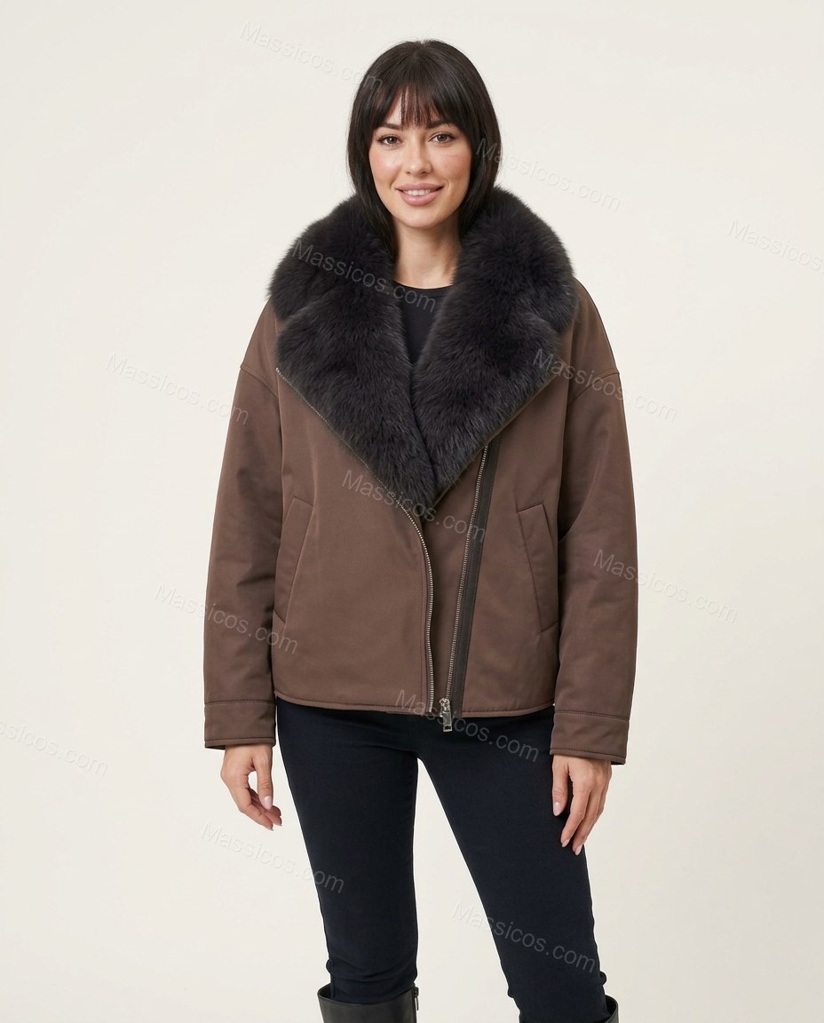 Muted Brown and Charcoal Jacket, front studio view, by Massicos
