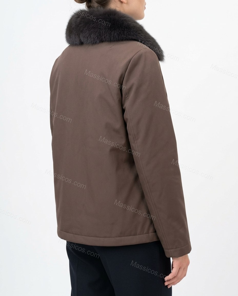 Muted Brown and Charcoal Jacket, back studio view, by Massicos
