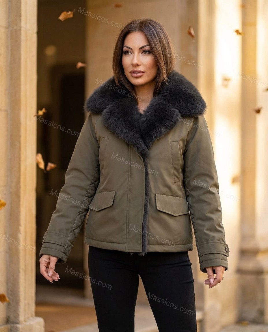 Olive Green Jacket, full-length hero view, by Massicos
