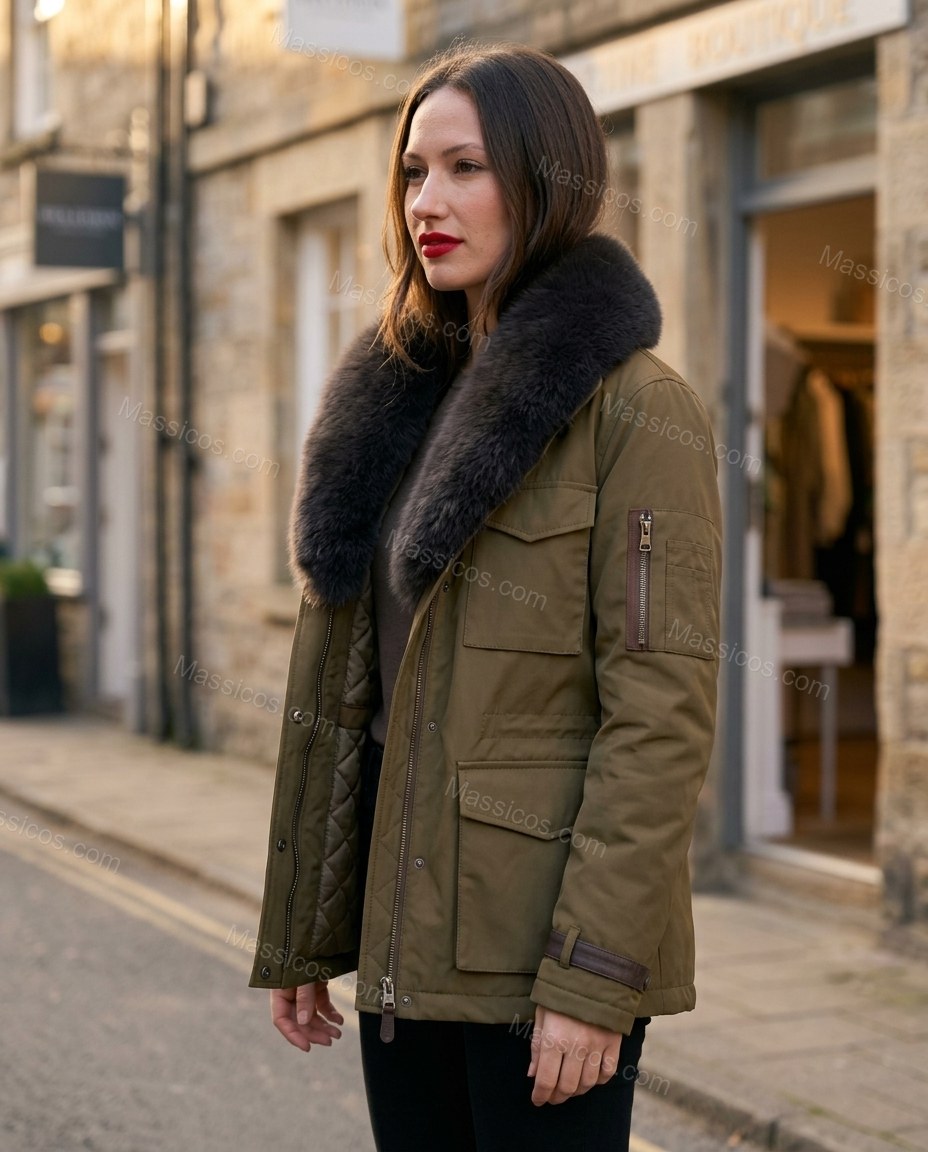 Olive Green Jacket, alternate use-case lifestyle view, by Massicos