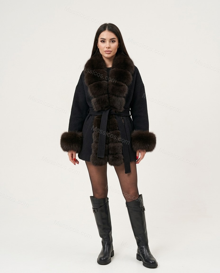 Black Coat, front studio view, by Massicos