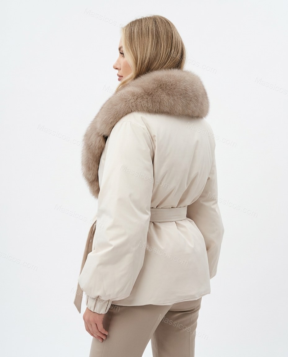 Cream Jacket, back studio view, by Massicos