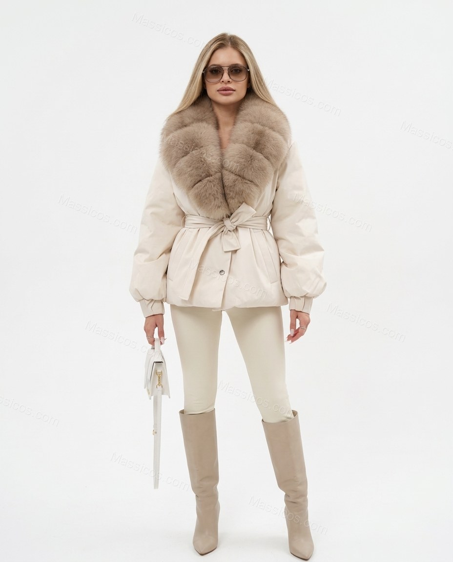 Cream Jacket, front studio view, by Massicos