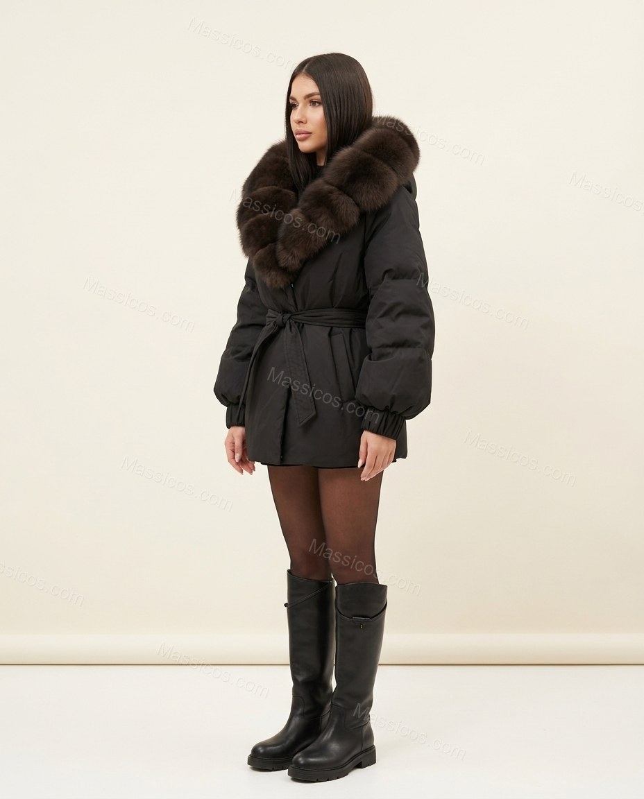 Black Coat, side and back studio view, by Massicos