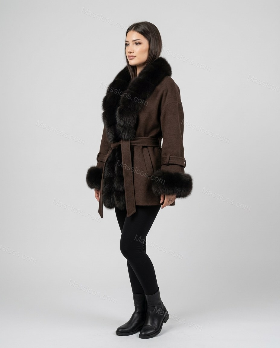 Brown Coat, side and back studio view, by Massicos