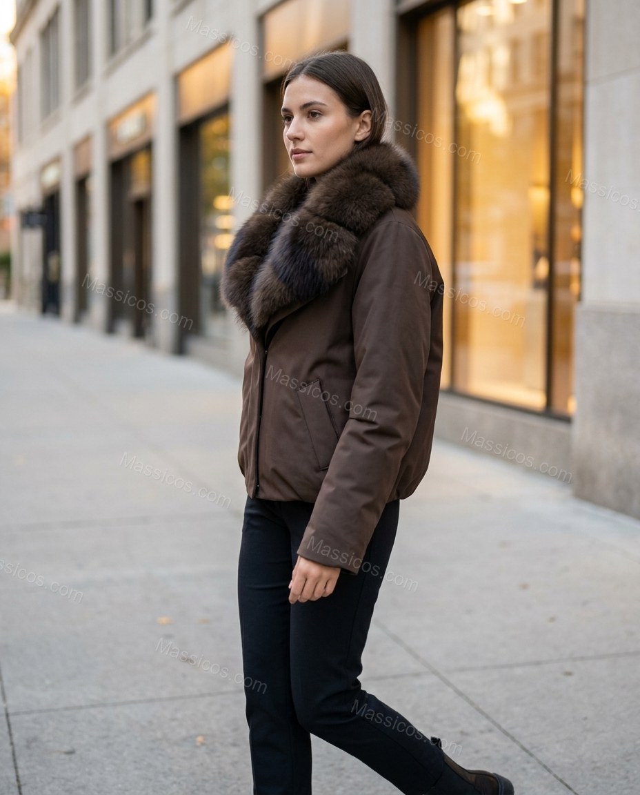 Sage Green Jacket, walking lifestyle view, by Massicos