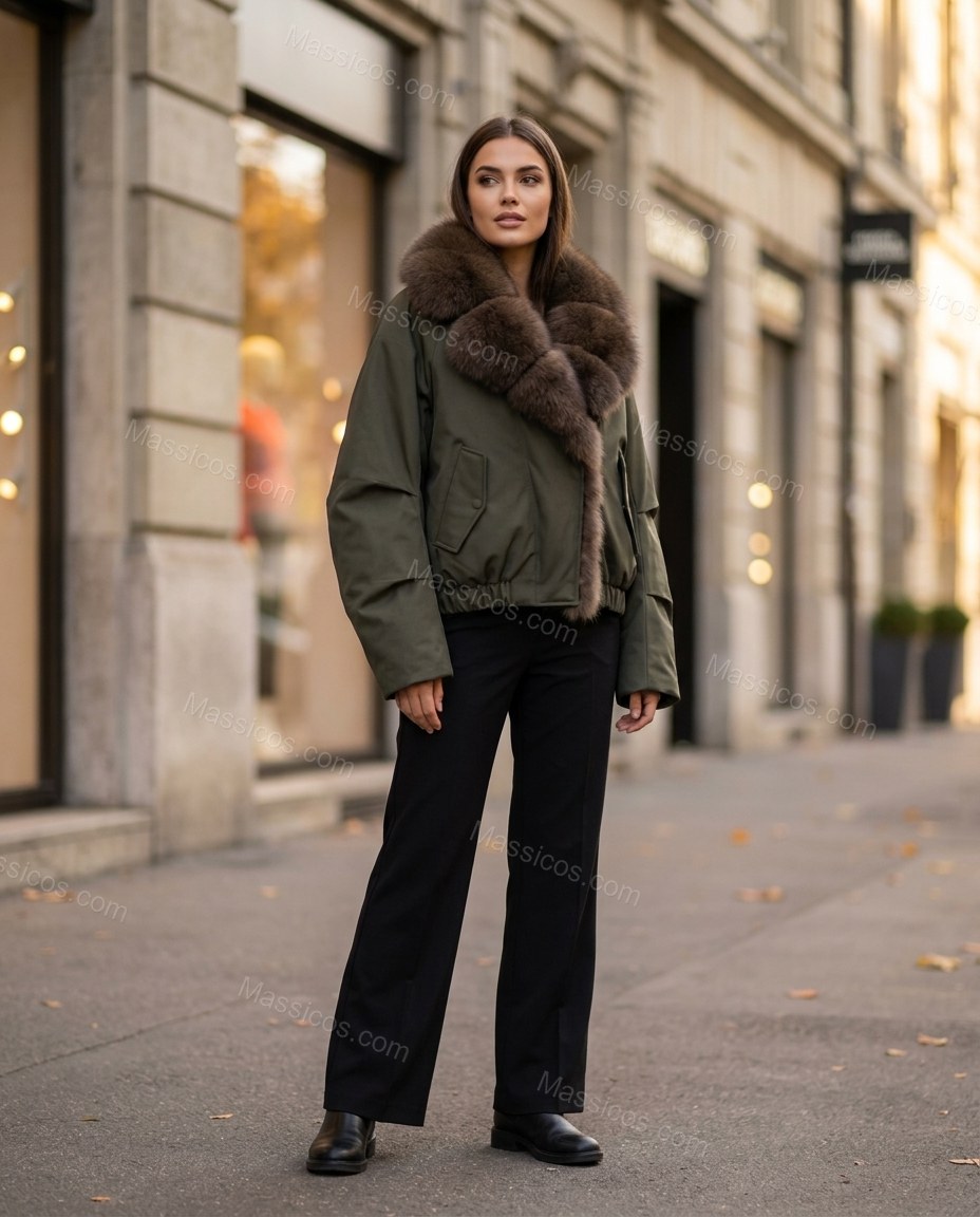 Sage Green Jacket, three-quarter brand lifestyle view, by Massicos